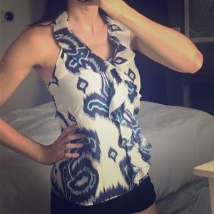 Ikat print silky halter top